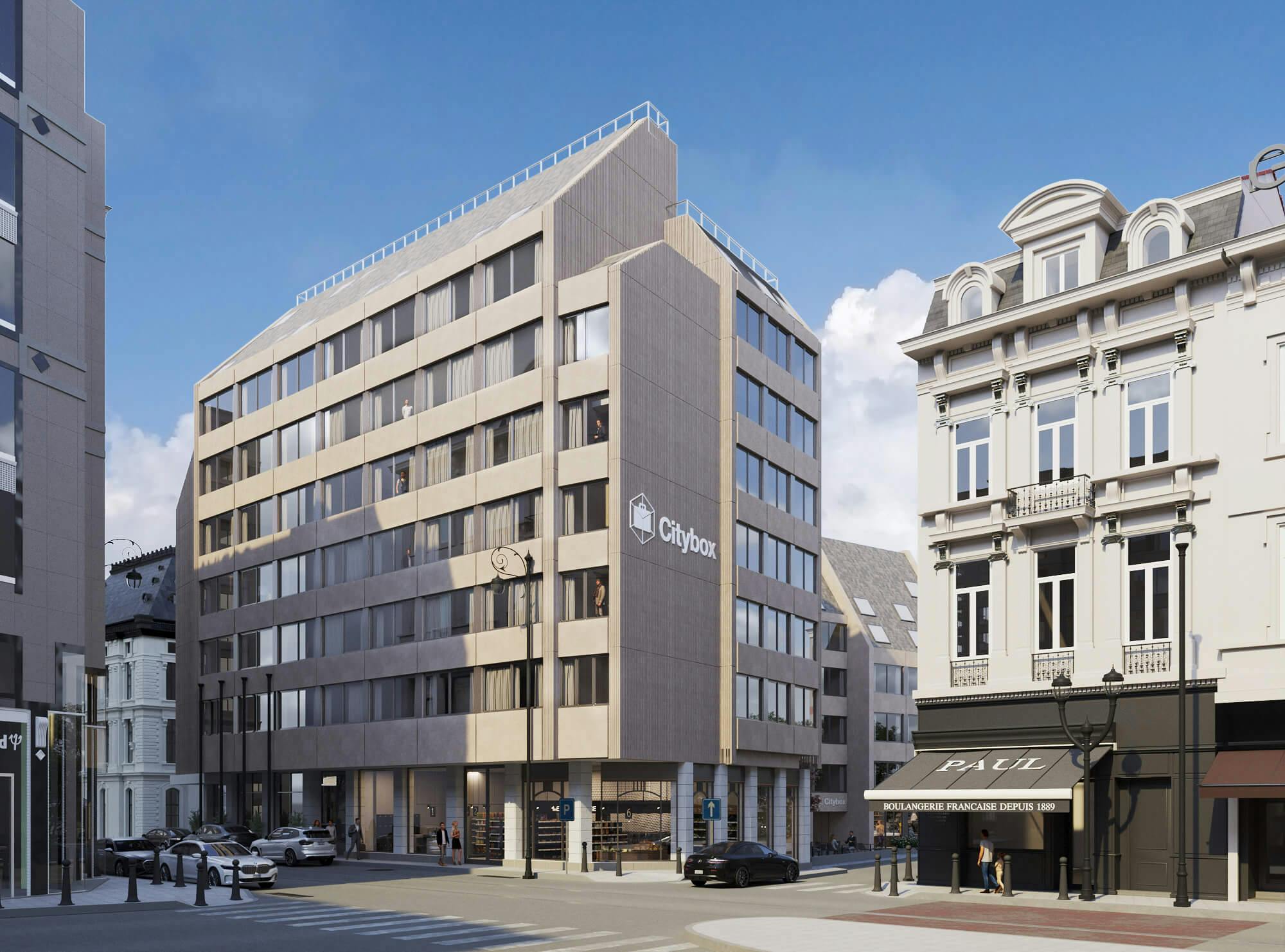 Image shows the outside of Citybox Brussels.